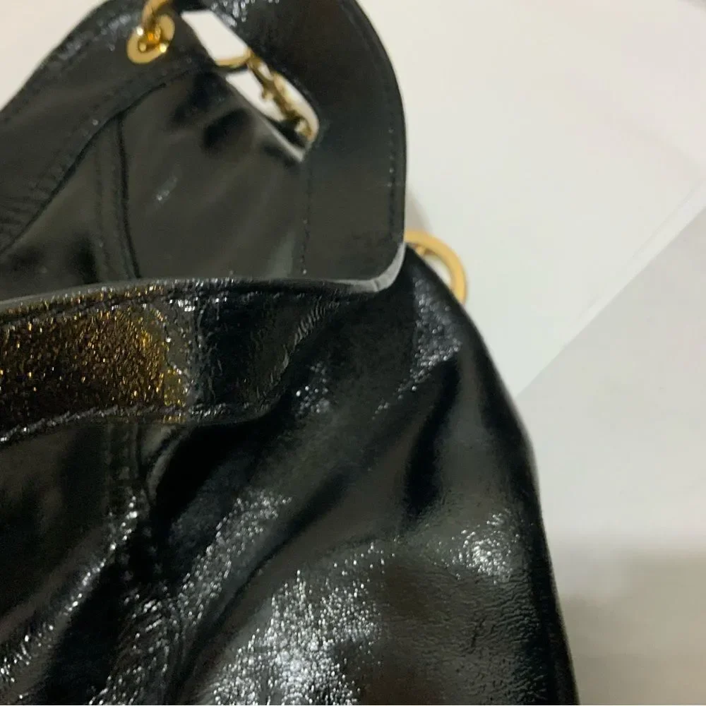 Michael Kors Textured Leather Zipper Shoulder Black Bag Purse